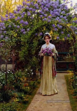 Lilac historique Regency Edmund Leighton Peinture à l'huile